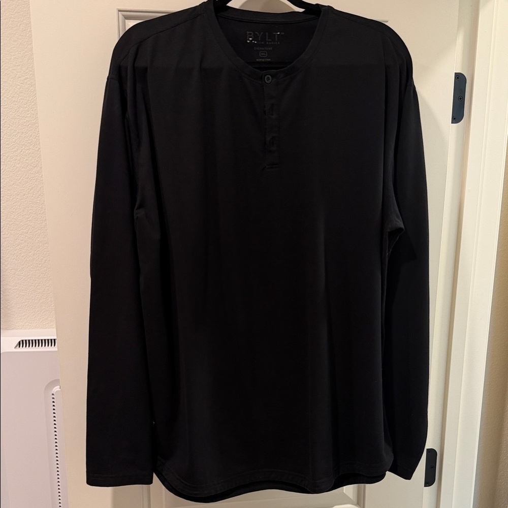 BYLT Basics Black Long Sleeve Henley XXL
